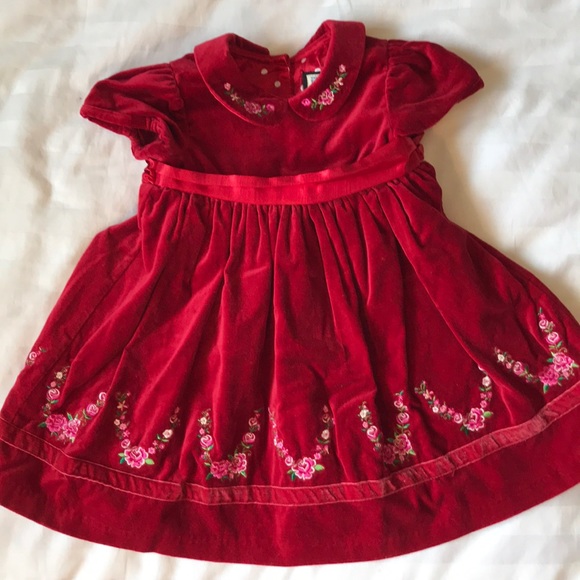 The Children’s Place red velvet embroidered dress
